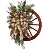 Christmas Decoration Door Hanging Wooden Wheel Wheel Wreath Christmas Pinecone Wreath