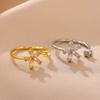 Opal Flower Rings For Women Cubic Zirconia Openning Stainless Steel Flower Ring Wedding Floral Aesthetic Jewelry anillos mujer