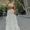 French Style One-Shoulder Lace Top & High-Waisted Patchwork Skirt Set 2024