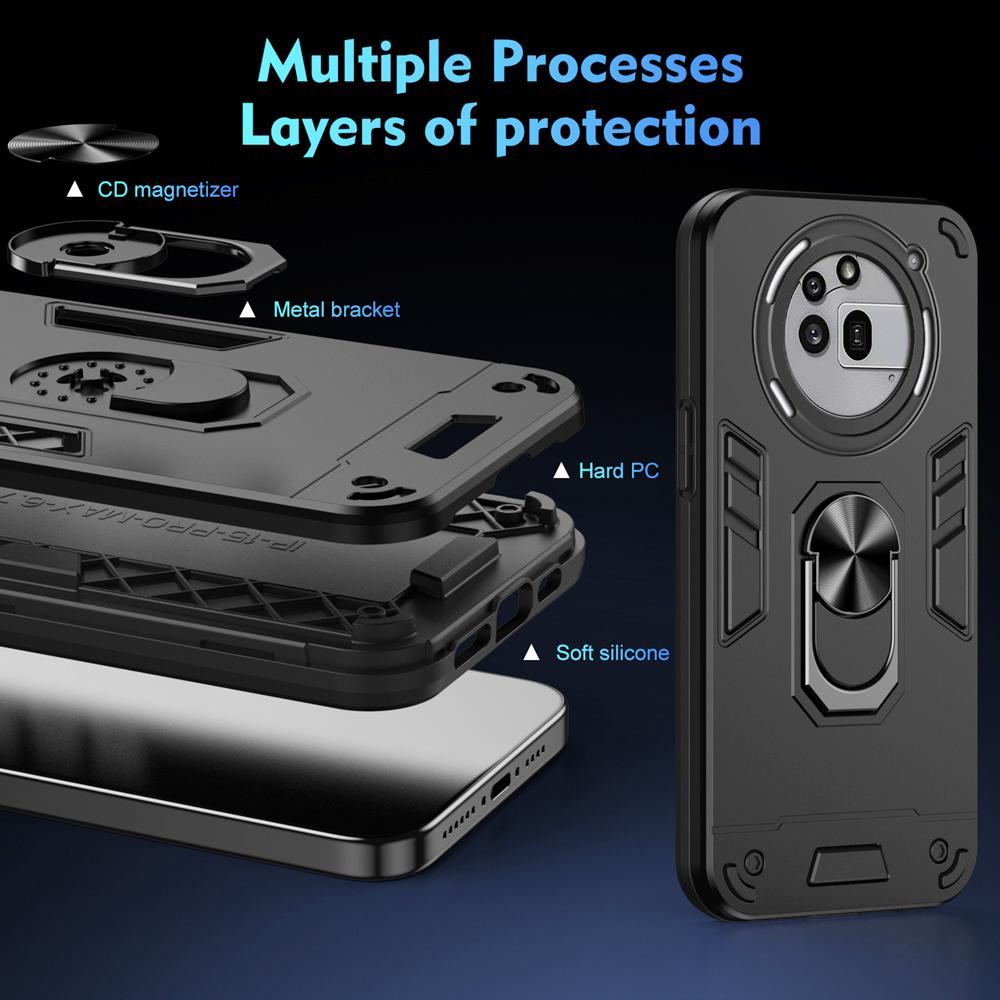 KEYSION Stoßfestes Panzergehäuse für Nothing Phone 3A Pro, weiches Silikon + PC-Ringständer, Telefonrückseite für Nothing Phone 3A Pro