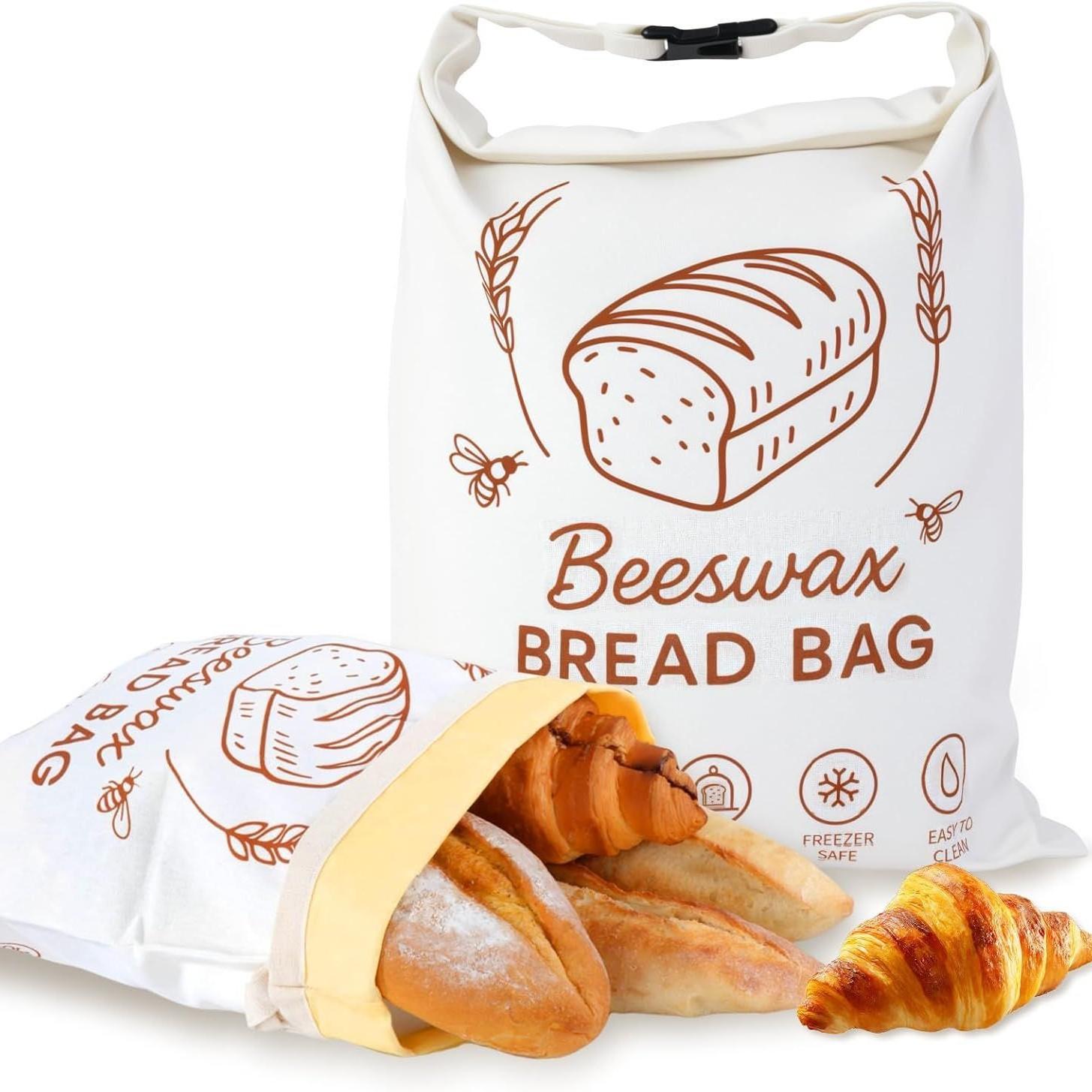 Beeswax bread bags, reusable linen, keep bread fresh - 17x13 inches (2-pack)