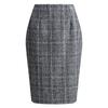 Women's High Waist Plaid Skirt Skinny Pencil Wool  Skirt