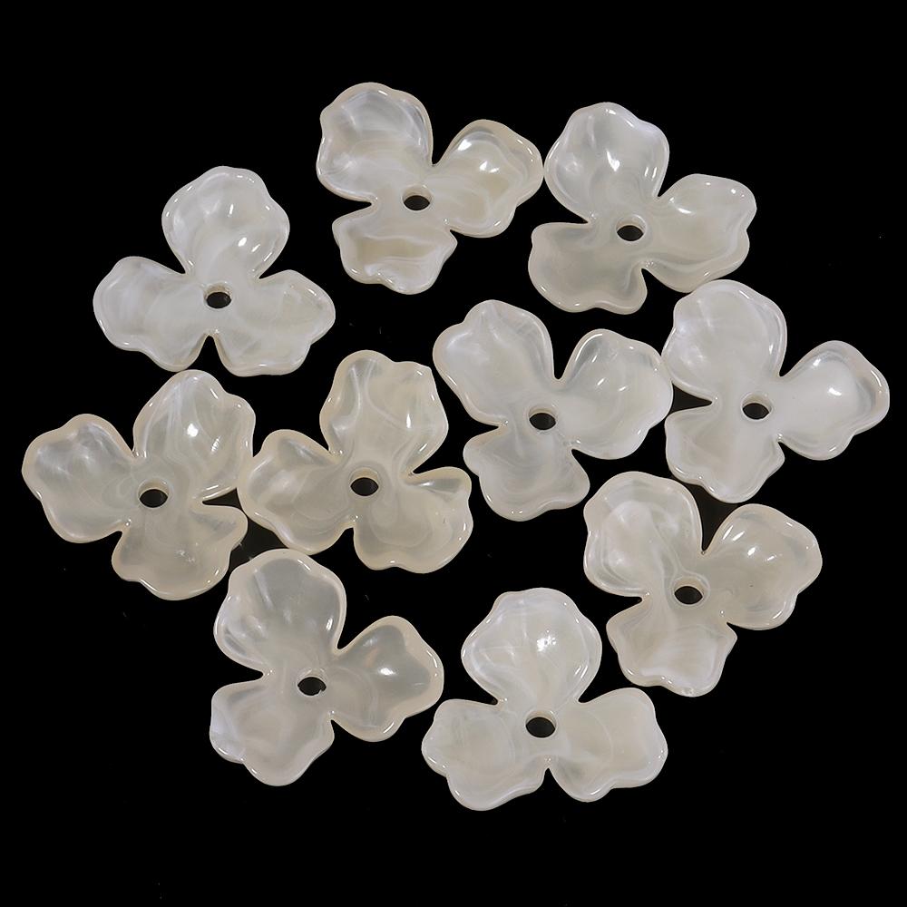 10pcs/lot Colorful Flower Acrylic Spacer Beads Three Petal Flower Loose Bead Caps For DIY Charms Earrings Necklace Accessories