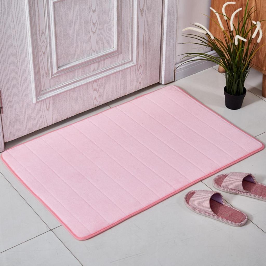 Coral Fleece Stripes Engraving Bathroom Mat Bath Non-slip Carpets In Wash Basin Bathtub Side Floor Rug Shower Room Doormat Memory Foam 3D Pad