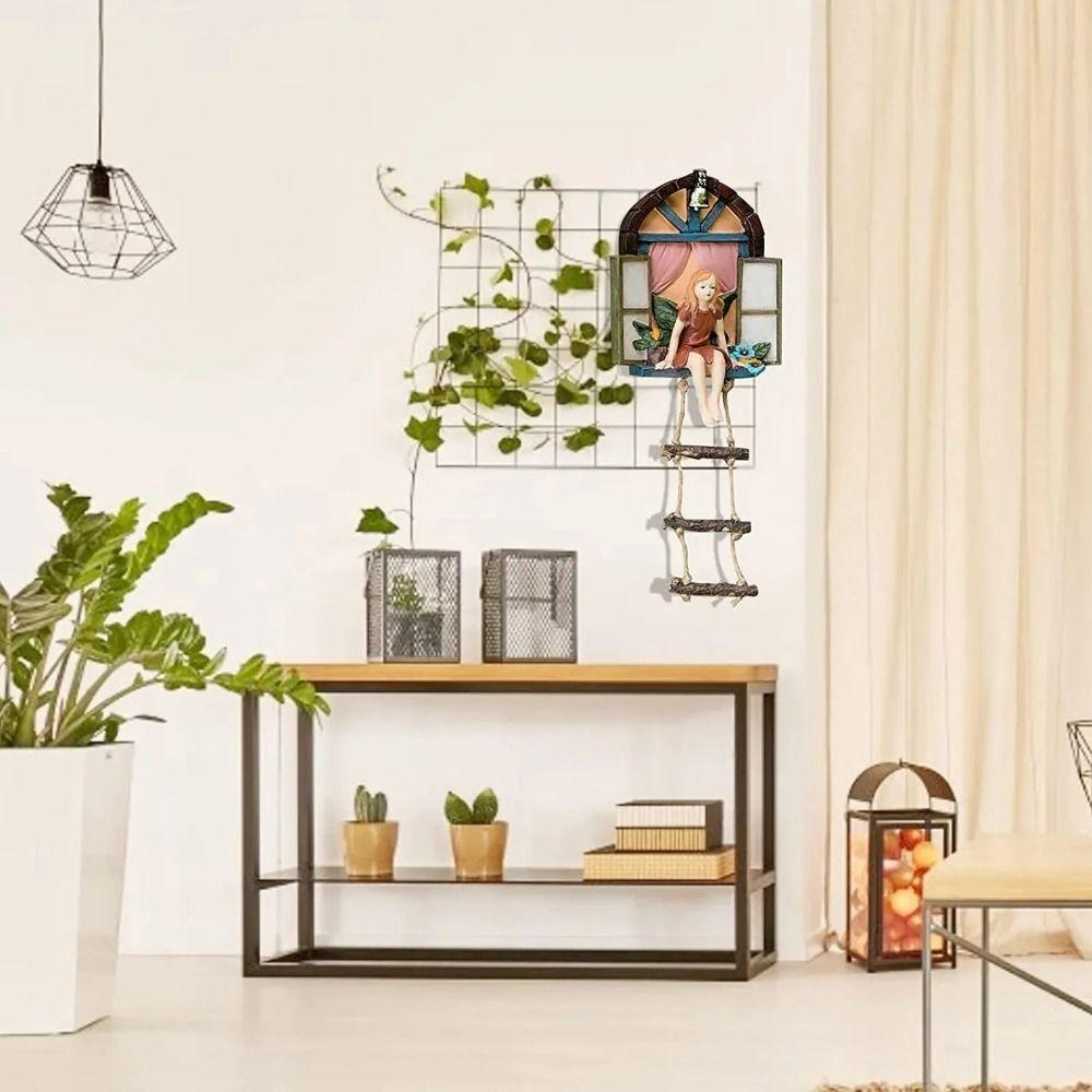 Miniature Sitting Fairy Pendant Handicraft Resin Fairy Statue  Garden Supplie