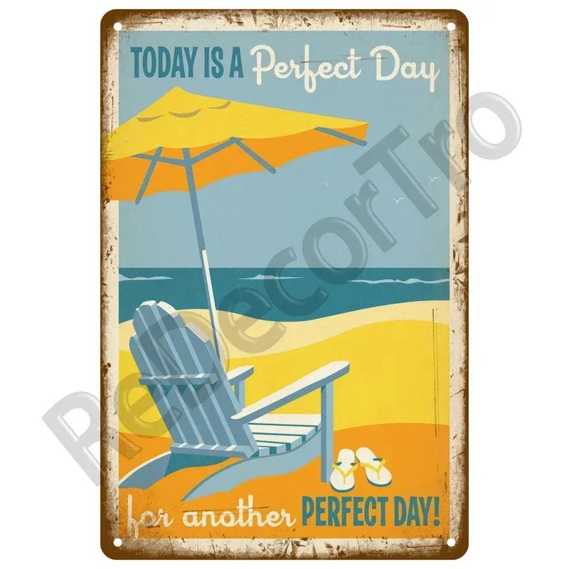 Vintage Metal Wall Sign for Beach Decor Ideal for Beach Bar Beach House As Seaside Decorative Plaque Displaying Summer Theme