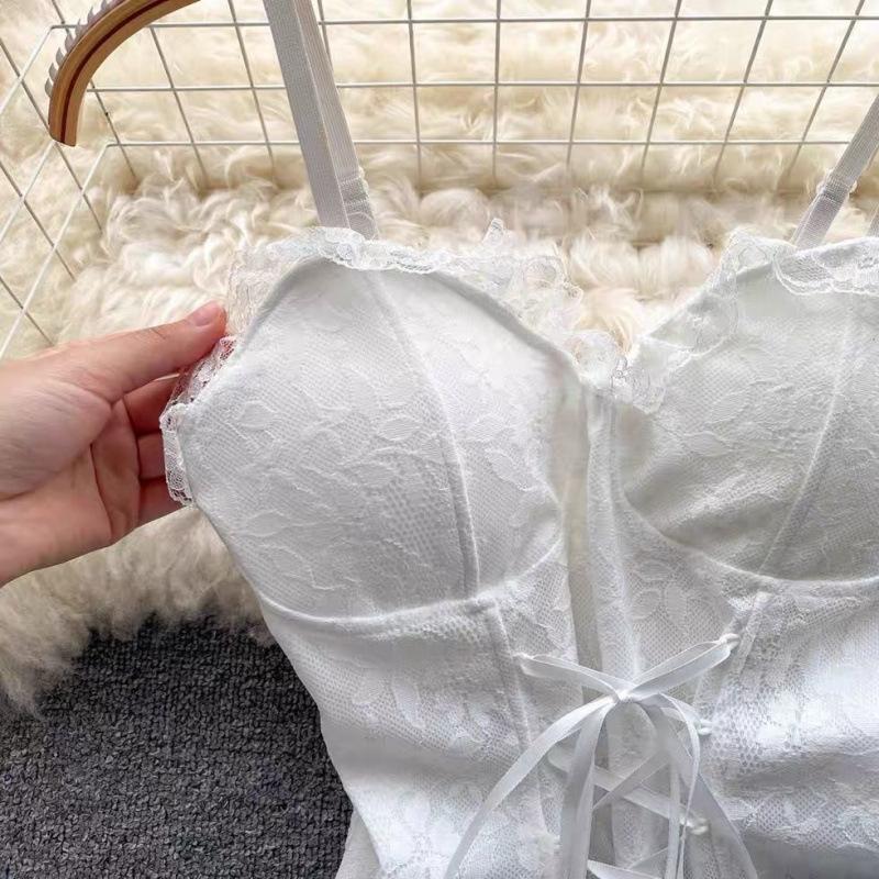 Lace small sling vest, waist slim-fitting foreign-style bottomed top, pure design can be worn outside tube top