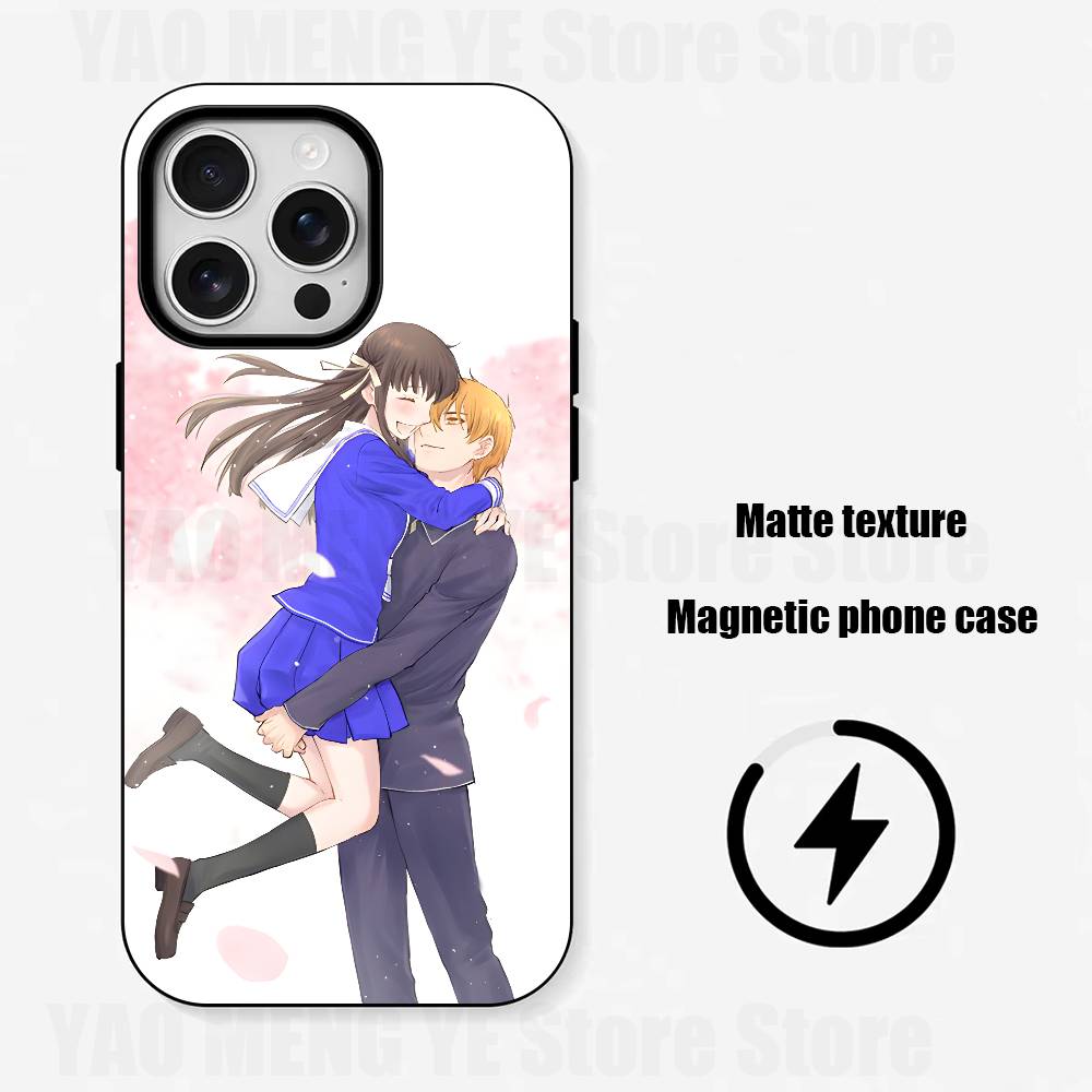 Fruits B-Basket Frosted Silicone For Phone Case For Iphone 11,12,13,14,15,16,17 Pro Max XS Wireless Charge Magnetic Bumper Cover