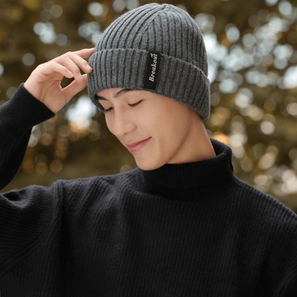 Wool Thick Knitted Hat Men's Winter Earmuffs Warm Hat Outdoor Cold and Windproof Wool Hat