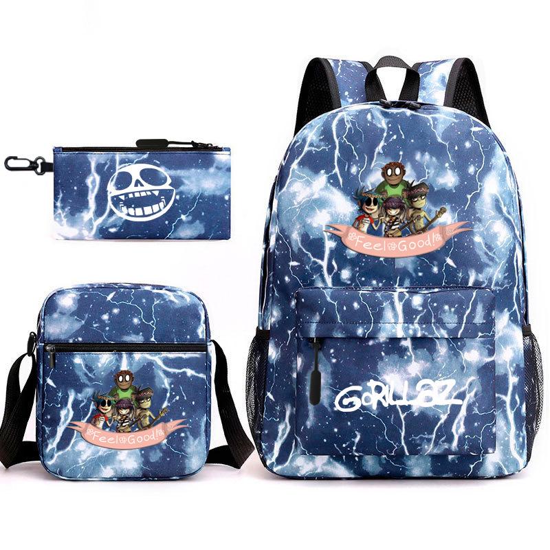 British virtual band trend heat transfer, primary and secondary school students schoolbag Gorillaz children's starry sky three-piece set, teenagers