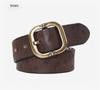 Unisex Handmade Retro Genuine Leather Belt with Solid Copper Pin Buckle