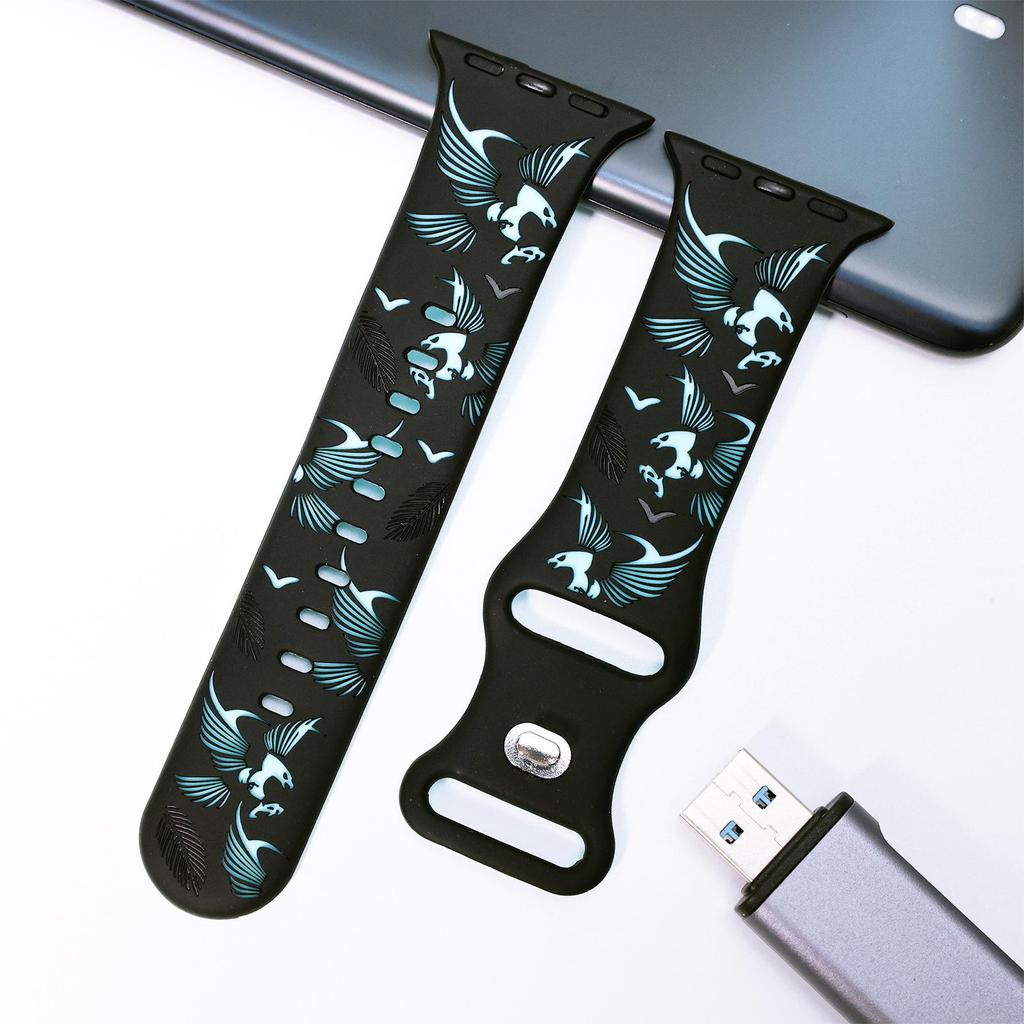Dual-Color Eagle Engraved Silicone Strap for Apple Watch Series
