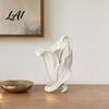 3D Printed Flower Vase Calla Lily Ornament Elegant Matte Off-White Holder with Stable Spiral Abstract Ceramic Look Base Minimalist Desktop Decor for