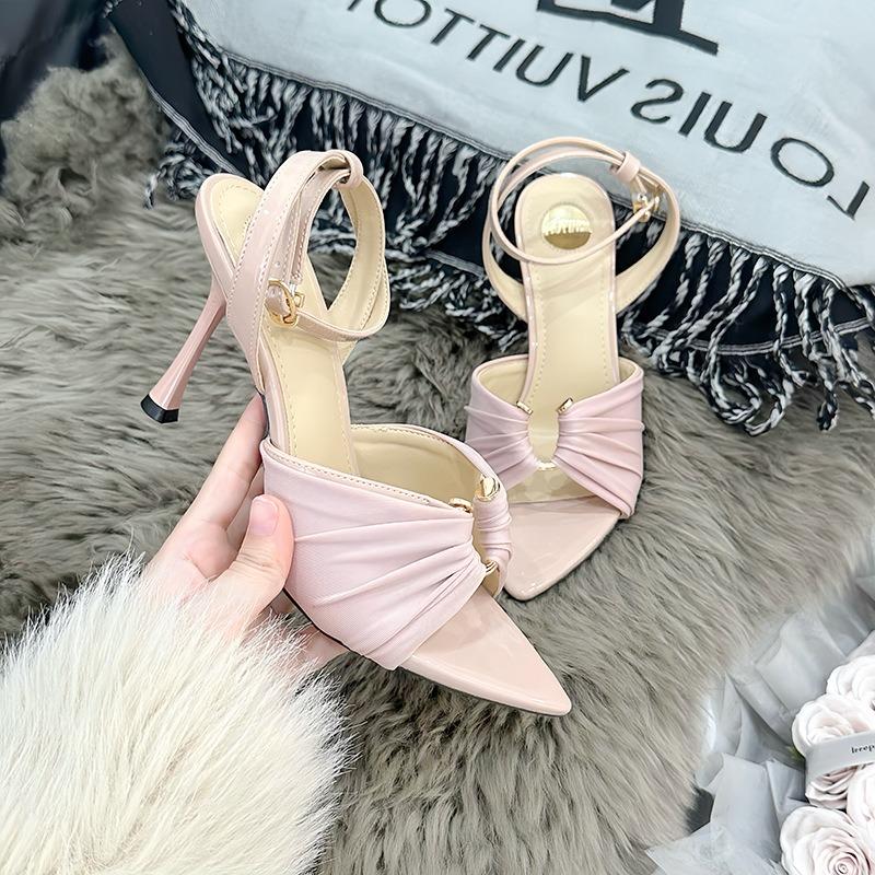 5-1 Sandals Women's Summer New Open-toed Premium Satin Sexy Temperament Strap High Heel