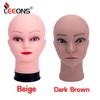 Bald Mannequin Head Beige And Dark Brown Female Wig Head Without Hair Cosmetology Practice Training Manikin Head For Wig Display