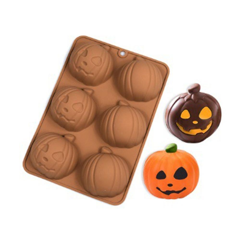 6 Cavity Halloween Pumpkin Silicone Mold DIY Cake Baking Mold for Making Chocolate Fondant Cupcakes Molds Nonstick