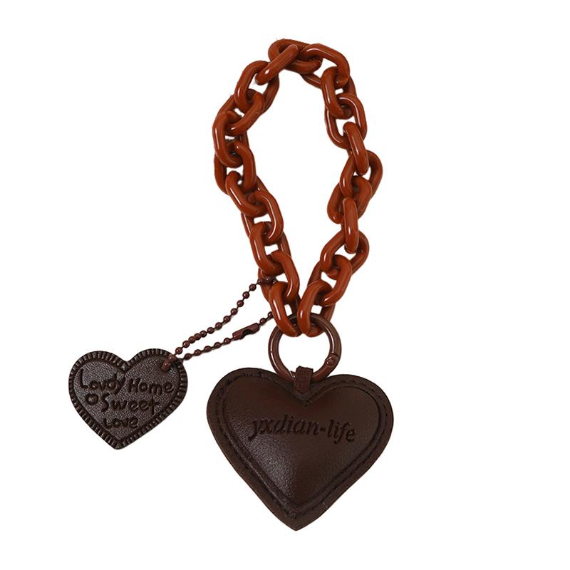 Simple Love Leather Keychain Pendant  Versatile Keychain For Women Exquisite Backpack Decoration Accessories Gifts