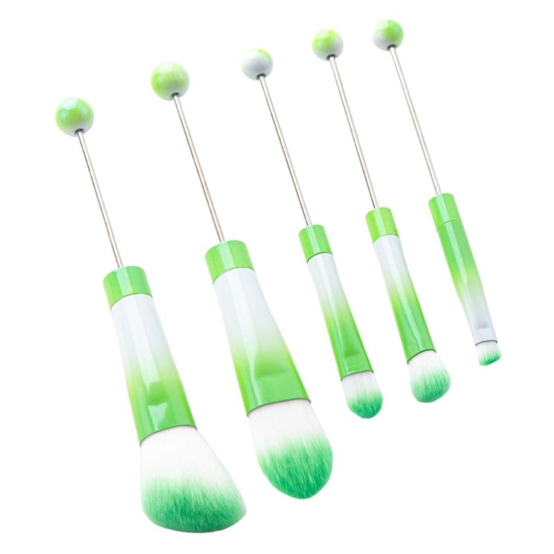 Beaded Makeup Brush Set Metal Handle Makeup Brushes Eyeshadow Brush Blush Brush Beadable Makeup Brushes for Makeup