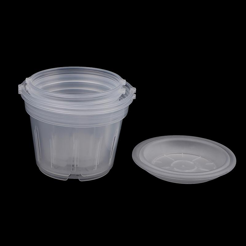 1Pc Orchid Pots With Plastic Tray Nursery Planter Planting Clear Holes Hydroponic Cup Container Plants Gardening Supplies