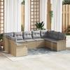 VidaXL 9-Piece Garden Sofa Set with Beige Cushions Poly Rattan 3345520