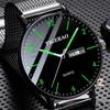 Men's Swiss Automatic Mechanical Watch, Korean Fashion, Double Calendar, Waterproof, Luminous, Student Style
