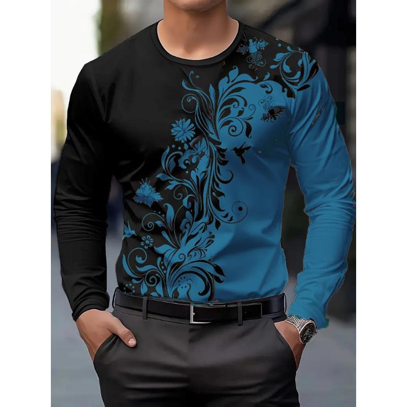 Schädel Blumenmuster Mode Bedruckte T-Shirts Herbst Herren- und Damenbekleidung O-Ausschnitt Langarm T-Shirts Top Herren Outdoor Pullover