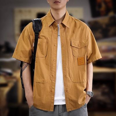 Chemise Rétro Décontractée à Manches Courtes pour Homme Été 5XL Chemises Surdimensionnées Cardigan à Boutons Grande Taille T-shirt
