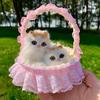 Mother Cat and Kitten with Basket Figurine - Toy Gift for Kids or Girlfriend