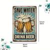 Save Water Drink Beer" Vintage Metal Wall Sign - Rustic Blue & White Retro Art with Foam Bier Illustration, Christmas Decor