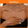 Geometric Alloy Necklace And Earrings Set With Water Drop Rhinestones For Women