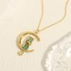 Zircon Crescent Moon Necklace Copper Gold Plated Link Chain Neck Chain  Party Favors