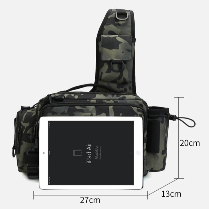 Multifunctional Fishing Waist & Crossbody Bag with Large Capacity for Rods and Tackle