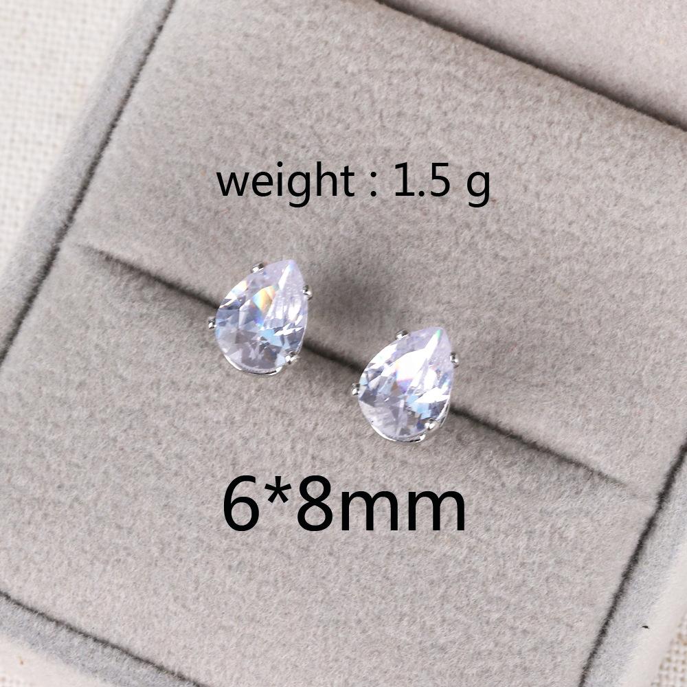Delicate Water Drop Shaped Stud Earrings Luxury Silver Color Crystal CZ Ear Earrings for Women Fashion Versatile Jewelry