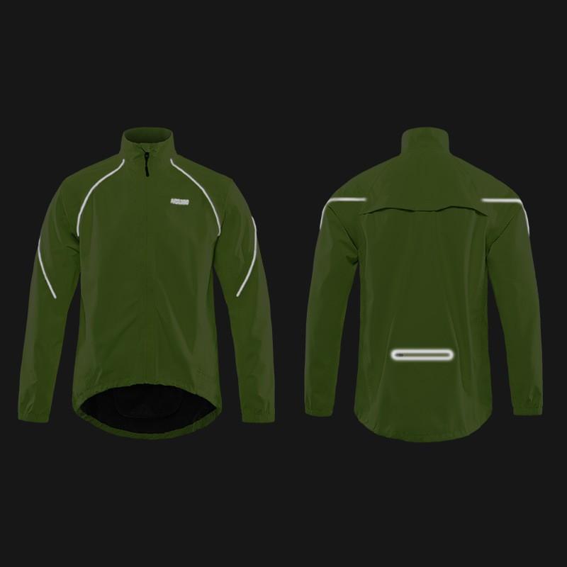Mens Cycling Jacket Windproof Rain Resistant UV Protection Warm Outdoor Sport Coat Solid Color Reflective Trim