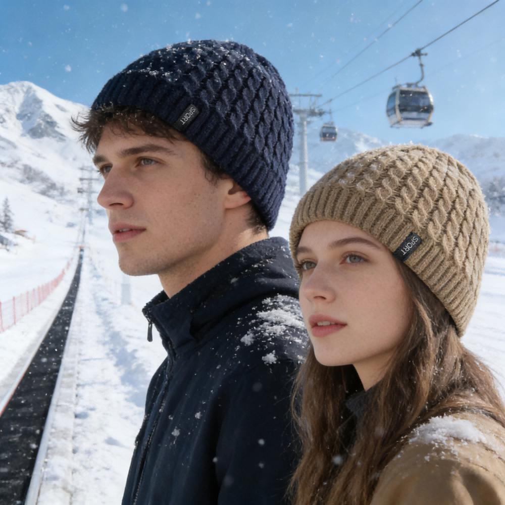 Hot Sale Unisex Casual Winter Hat SPORT Label Twisted Pattern Knitted Hat Winter Cozy Soft Beanie Hats