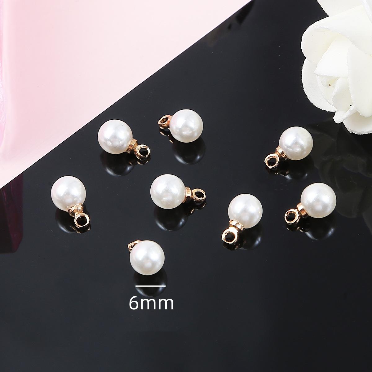 

4mm- 8mm Highlight ABS Imitation Pearl Crimp End Beads Round Charms Pendant For Zircon Making DIY Earrings Findings Accessories