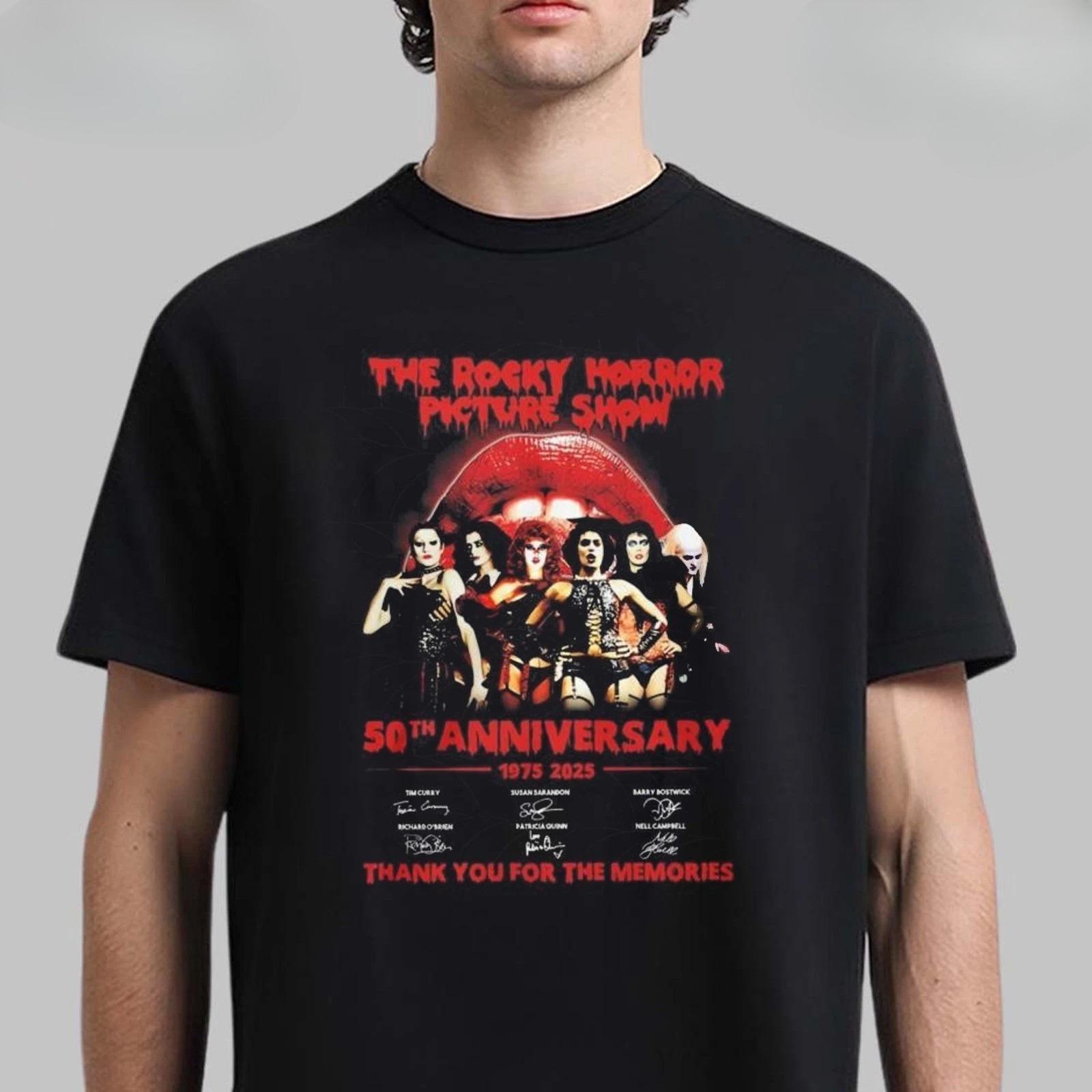 Горячая футболка к 50-летию «Шоу ужасов Рокки Хоррора» - Многоцветная Роскошная Высококачественная Топ Y2k Лето для Мужчин и Женщин S