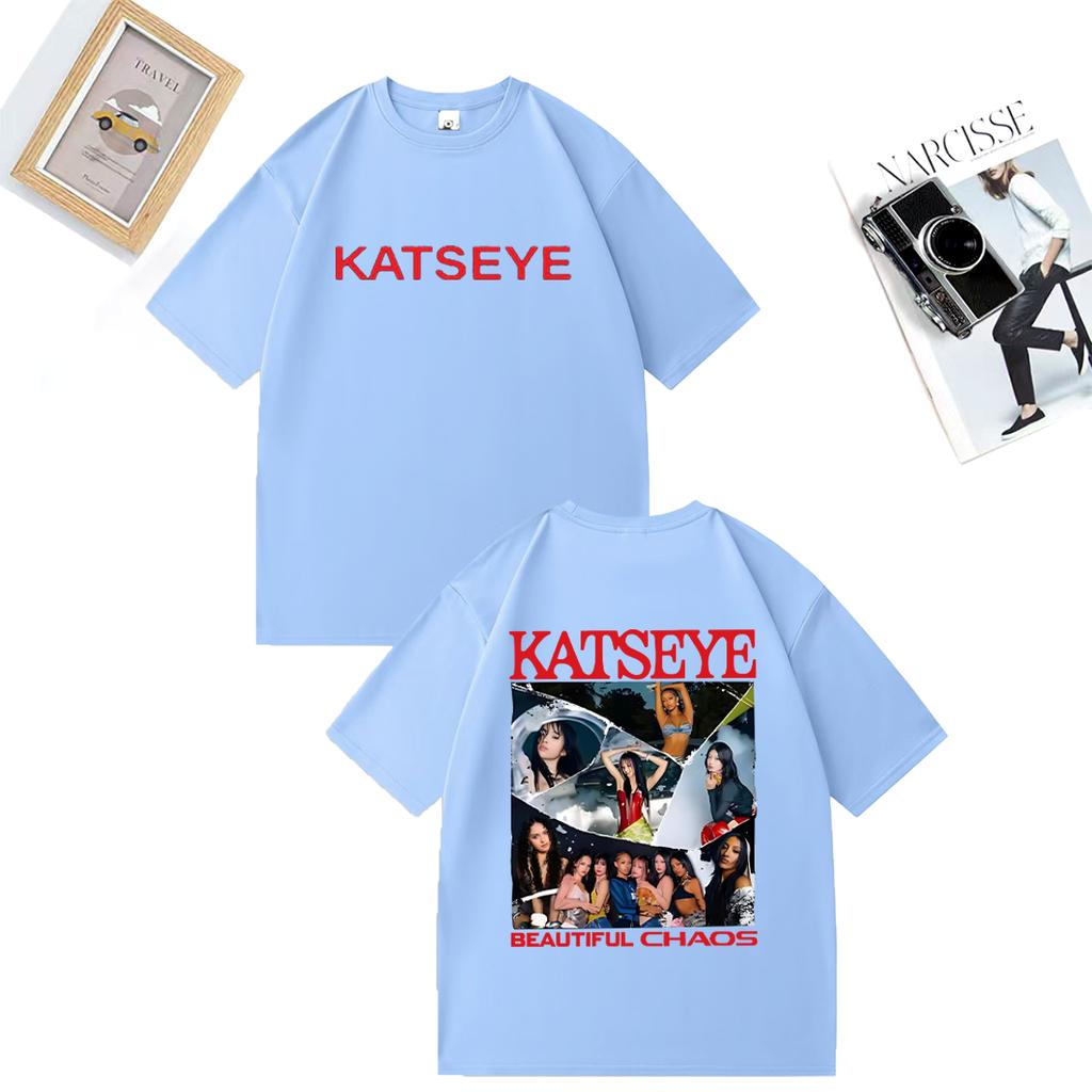 Fashion KATSEYE The Beautiful Chaos Printed T Shirts Men Women's Vintage Clothes High Quality T-shirt Cotton Short Sleeve Tees