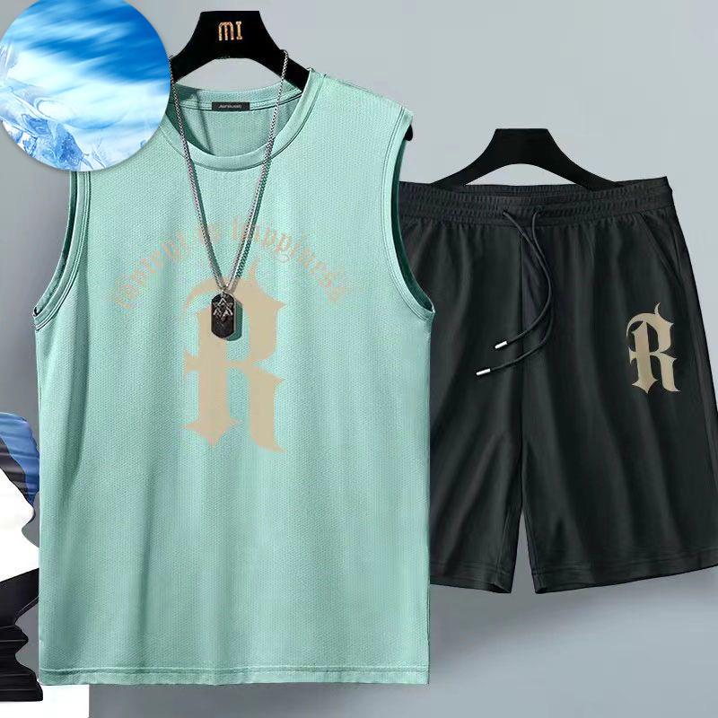 Herren Hose Sommer Basketball Shorts Fitnessstudio Kurzarm T-Shirt Shorts Set Herren Freizeit Herren Jogginghosen