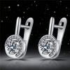 Cute Female White Round Zircon Stone Hoop Earrings Vintage Fashion Silver Color Wedding  For Women