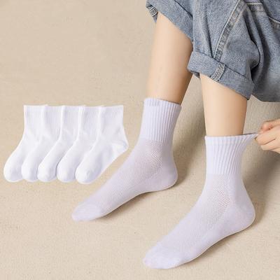 3Pairs/set White Mesh Kids Socks Summer Thin Breathable Boy Girl Middle Tube Socks Solid Color Teenagers Children Sports Socks