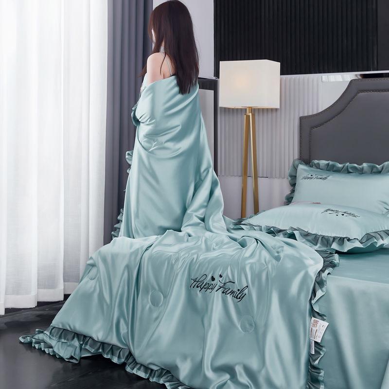 Four-Piece Washable Silk and Tencel Cooling Summer Quilt Set