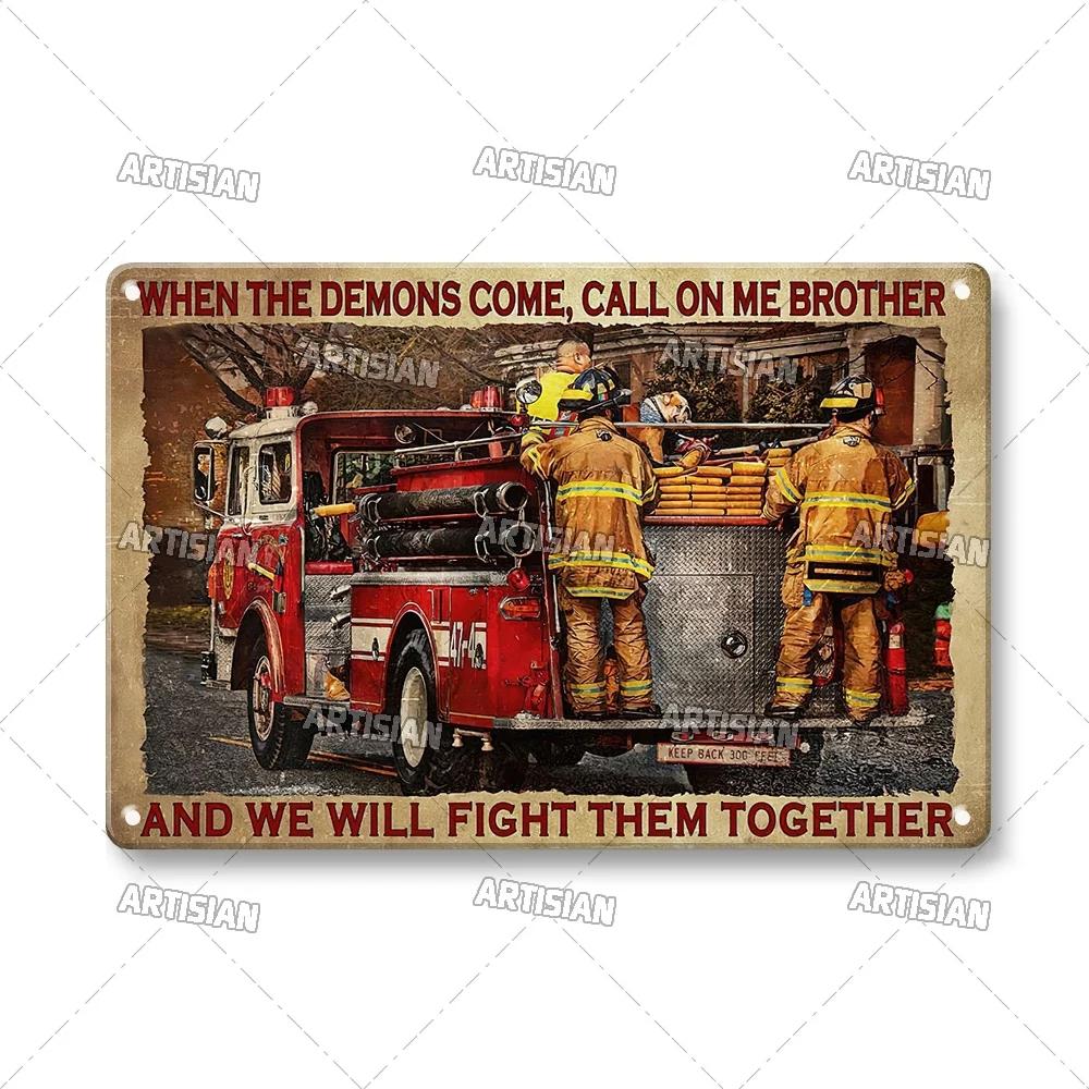 Artisan Brandweerman Blik Poster - Brandweerman Metalen Decoratief Bord, Perfect voor Bar/Pub/Garage/Man Cave Decor