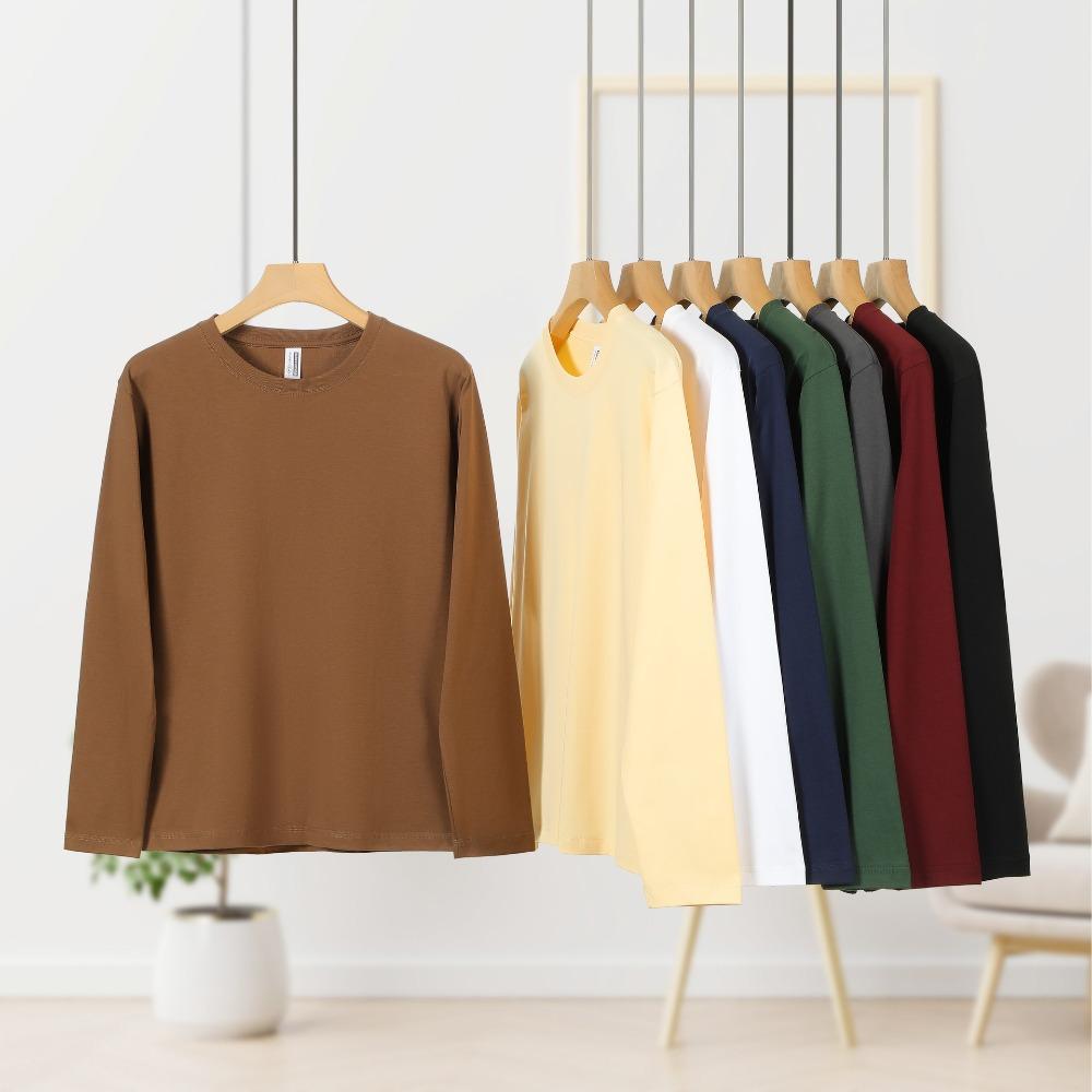 New Simple Basic Versatile Long-sleeved Men's Spring and Autumn High-quality Round Neck Inner Loose Bottoming Shirt Top