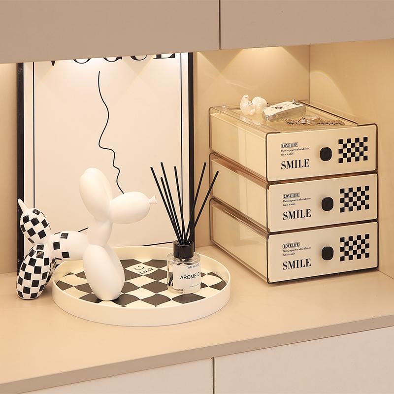 Desktop Drawer Storage Box Organizer Living Room Trable Decoration Luxury Cosmetics Makeup Key Stackable Storage Case Rack Set