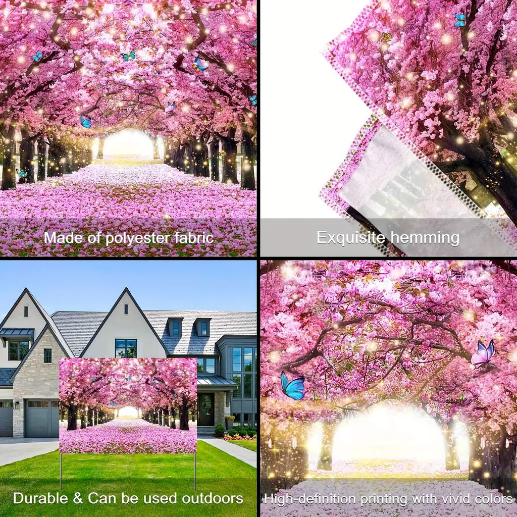 Frühlings-Kirschblüten-Polyester-Fotografie-Hintergrund, Osterblumen, Hochzeit, Party, Fotohintergrund, rosa Blumenboulevard