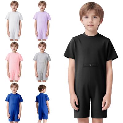Unisex Kinder Spezialbedarf Kleidung Rundhals Kurzarm Rücken Verdeckter Reißverschluss Einfarbig Adaptiver Jumpsuit