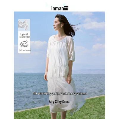 Inman Lyocell Mercerized U-Neck Casual Long Dress