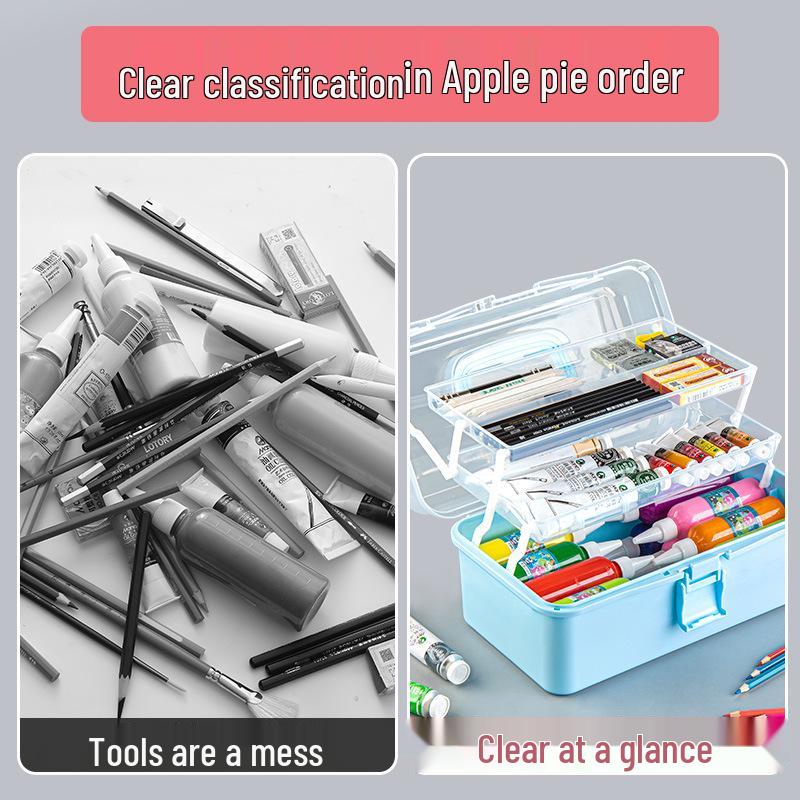 Foldable Three-Tier Extra Large Guka Nail Art & Tool Storage Box for Art Students