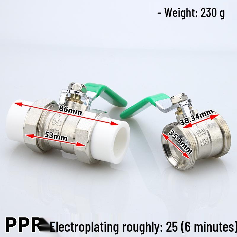High-Temperature PPR Ball Valve: Double Union, Copper, Hot Melt, Sizes 20-75, Water Pipe & Switch